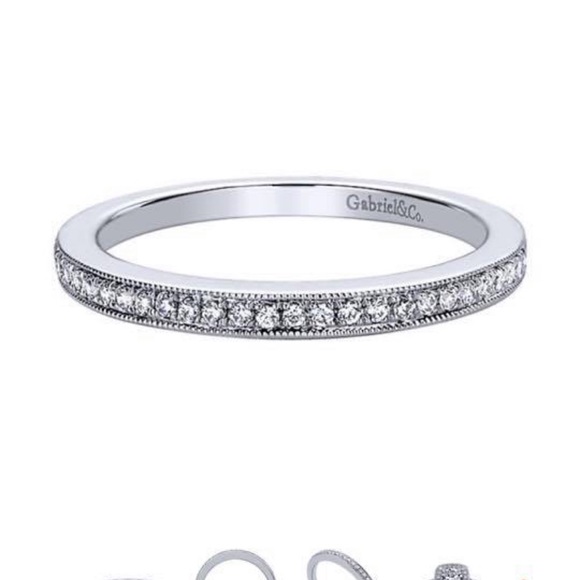 Gabriel and Company halo wedding ring set. - Picture 2 of 5